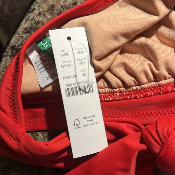 J. Crew Women's Halter Swim Top Red Medium New With Tags - Picture 8 of 9